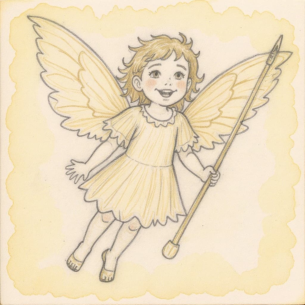 A playful fairy drawing